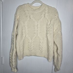 Oversized Chunky Cream Cable Knit Sweater